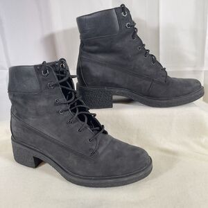 Timberland Brinda Lace-Up Boots A1JXI Black Dark Nubuck Women's Size 6.5